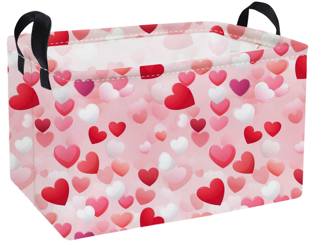 Essme pink heart rectangular basket with handles for kid-friendly storage