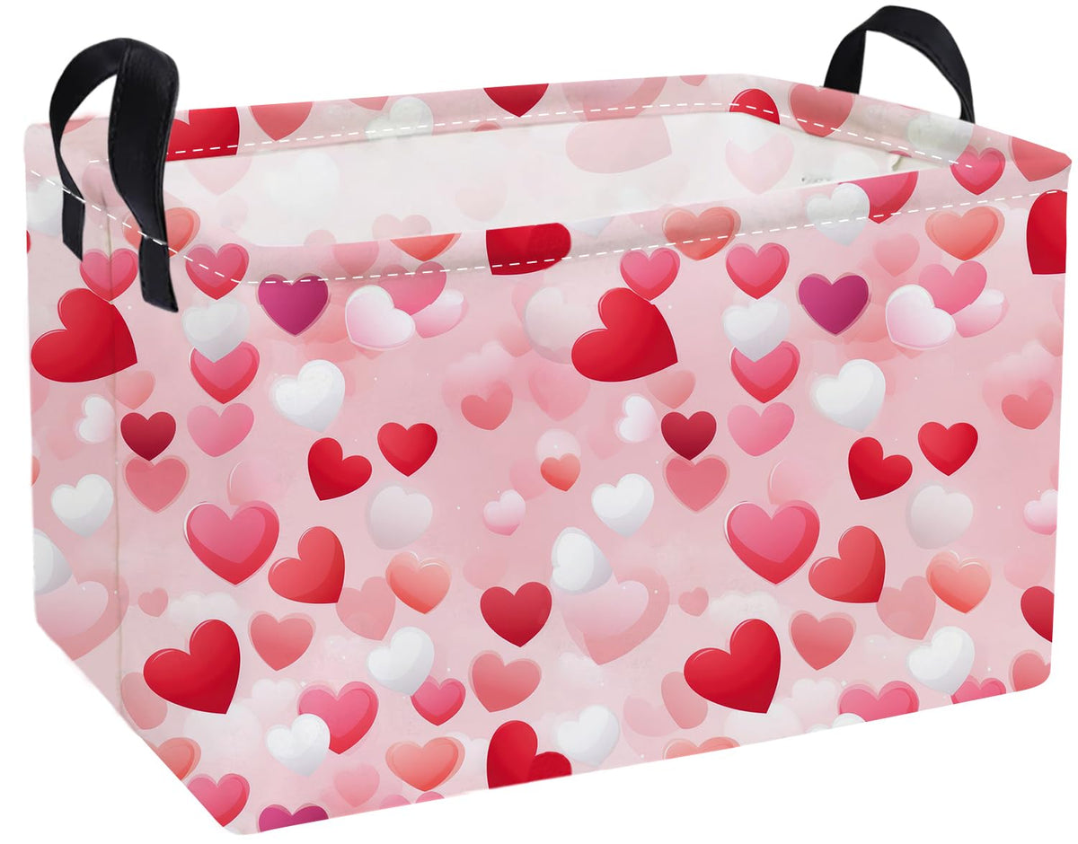 Essme pink heart rectangular basket with handles for kid-friendly storage