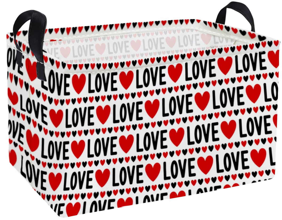 Essme rectangular Valentine basket with heart storage bin for organized space.