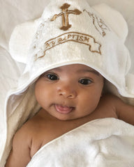 ESTAMICO baptism-themed towel with cross embroidery for baby gift