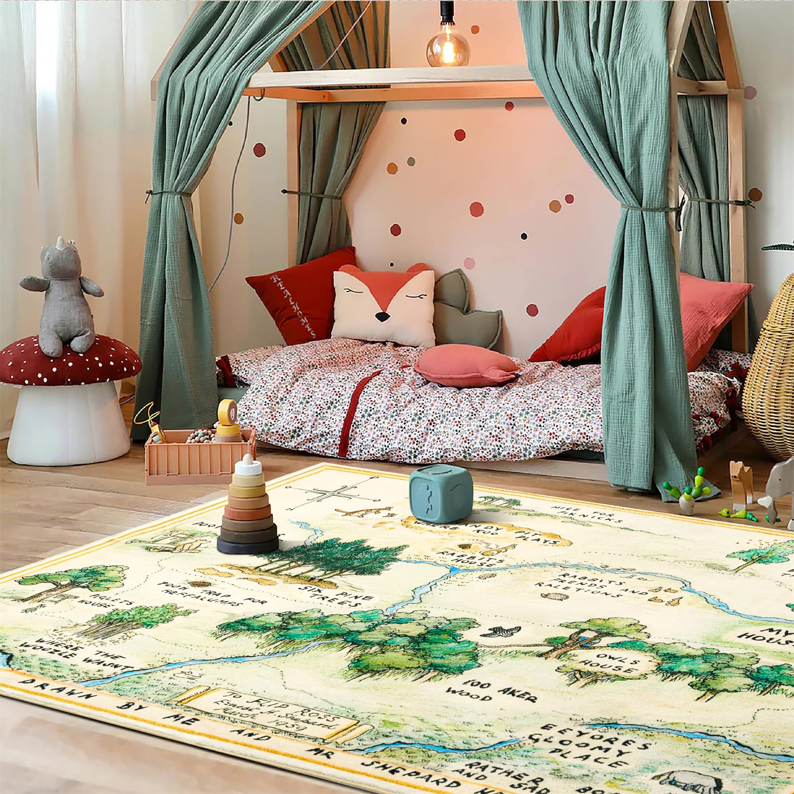 Estmy soft faux wool pile feels gentle under tiny feet.
