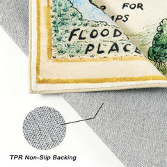 Estmy woodland map rug adds a neutral focal point to the playroom.
