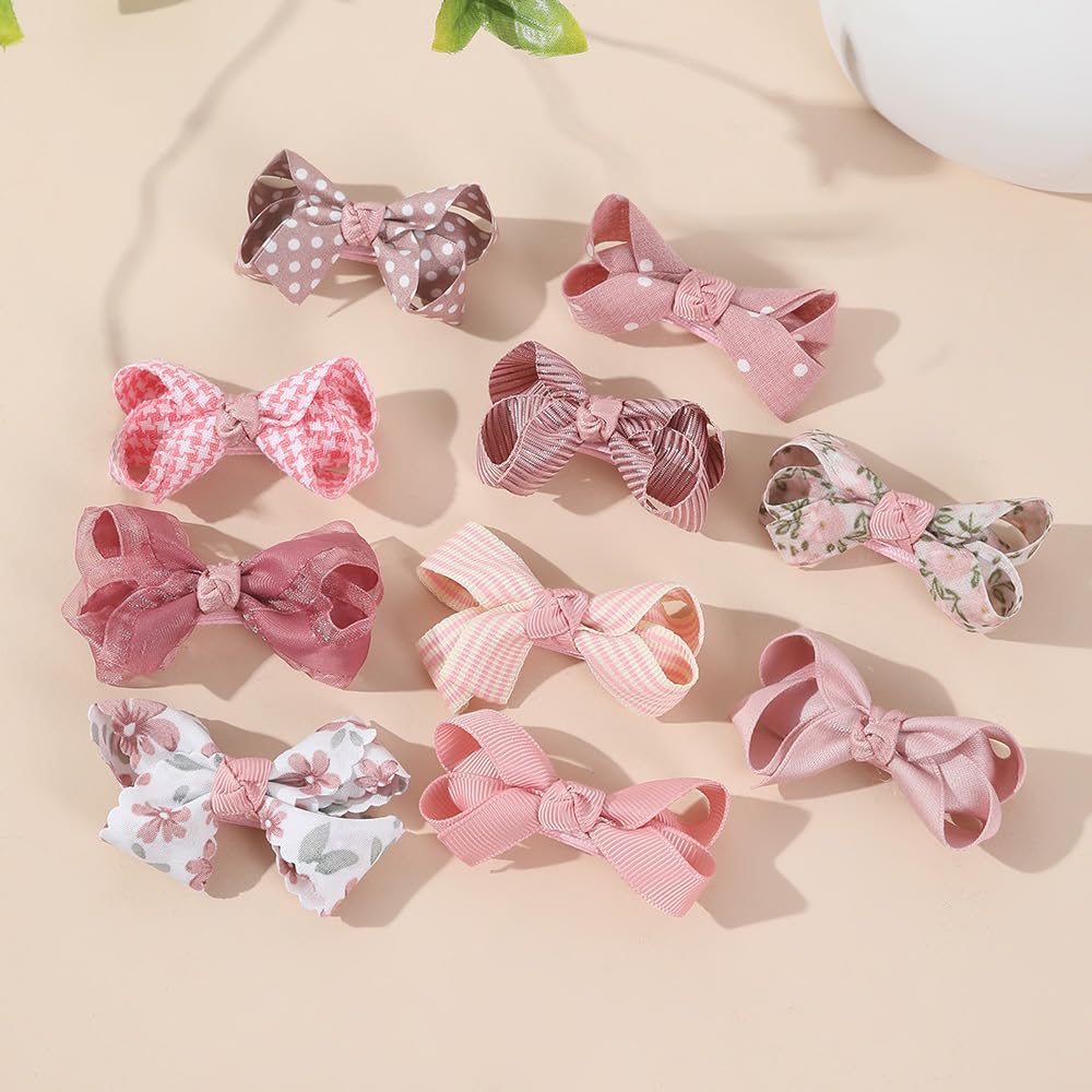 Esumun floral hair bow clip pink pattern 3 comfortable for delicate hair