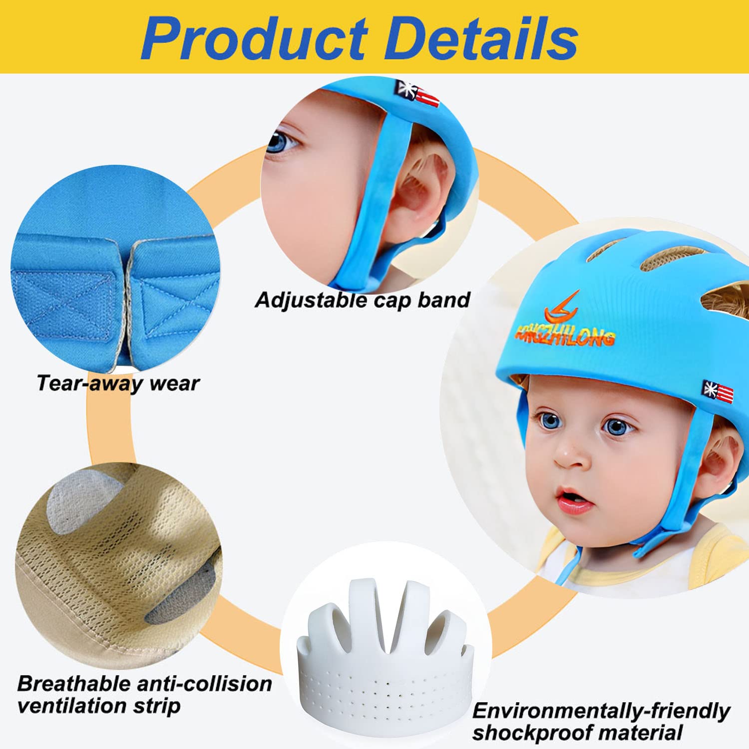 ESUPPORT blue safe-supervision helmet designed for parental guidance during playtime.