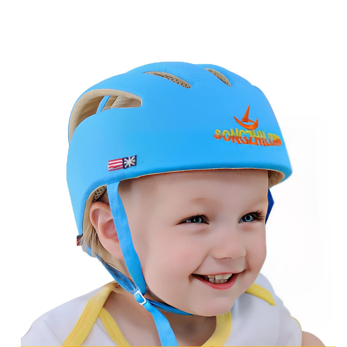 ESUPPORT baby helmet with soft cushion in blue provides comfortable protection during playtime.