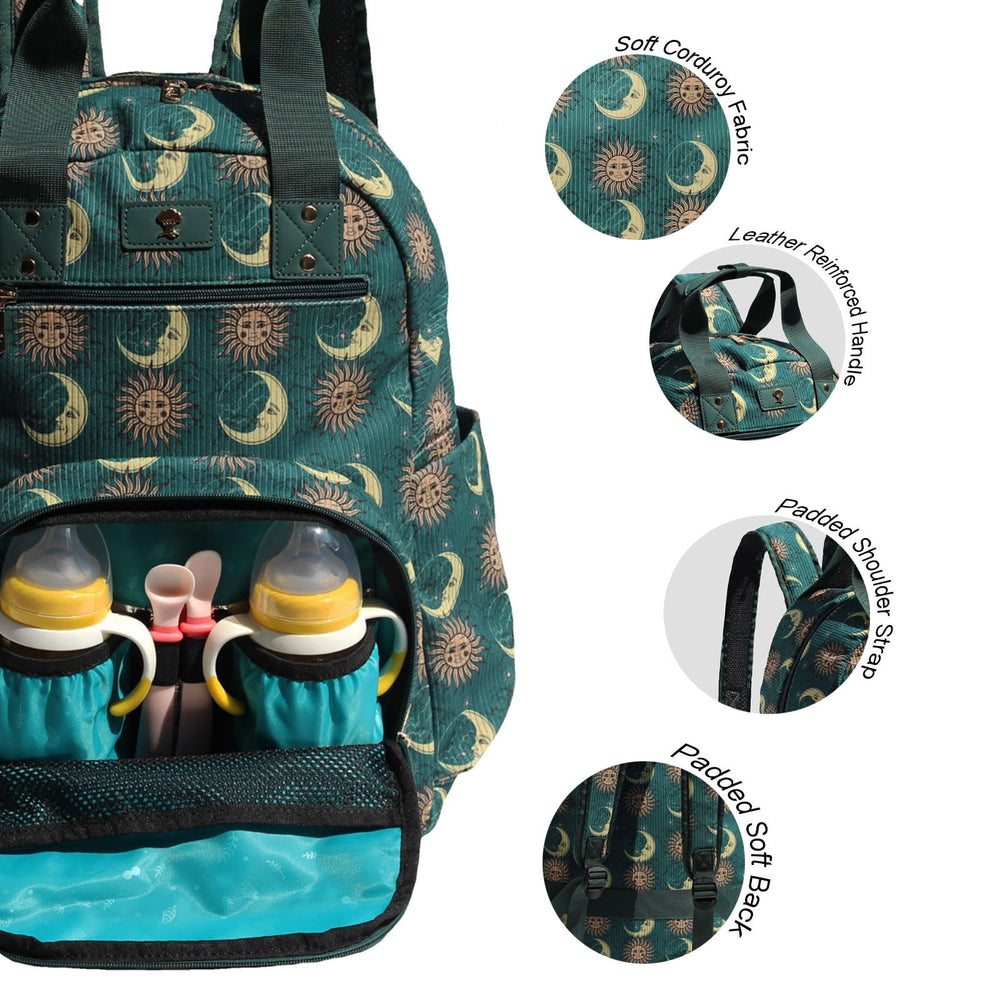 ESVAN diaper bag backpack back view highlights comfortable straps for all day wear