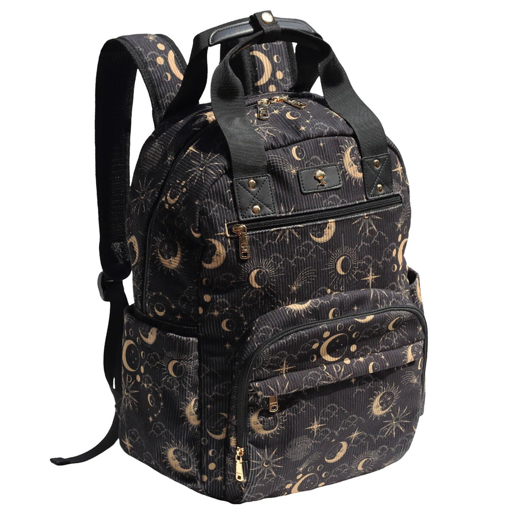 ESVAN diaper bag backpack front view with roomy pockets for quick access