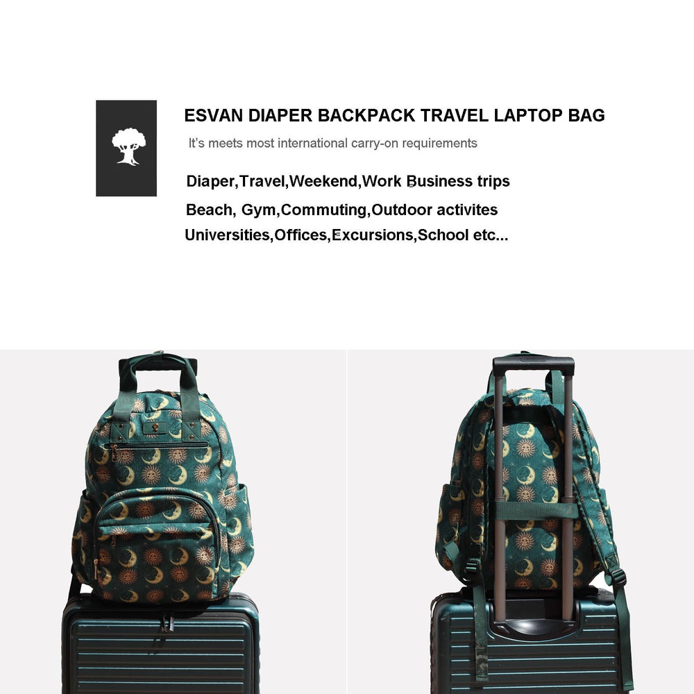 ESVAN diaper bag backpack insulated bottle pockets keep drinks cold