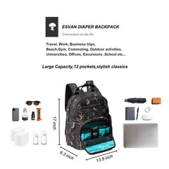 ESVAN diaper bag backpack laptop compartment keeps your device secure during travel