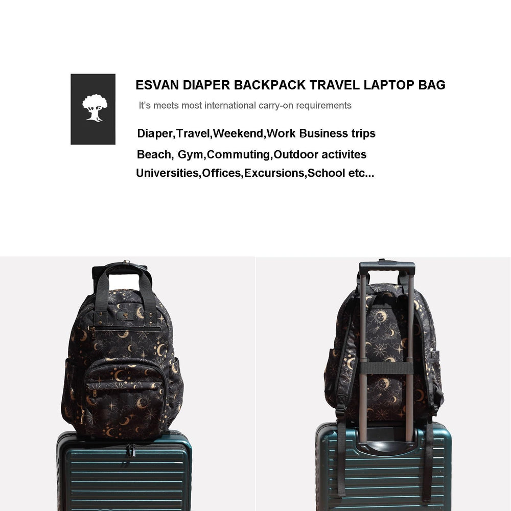 ESVAN diaper bag backpack waterproof fabric protects essentials in wet conditions