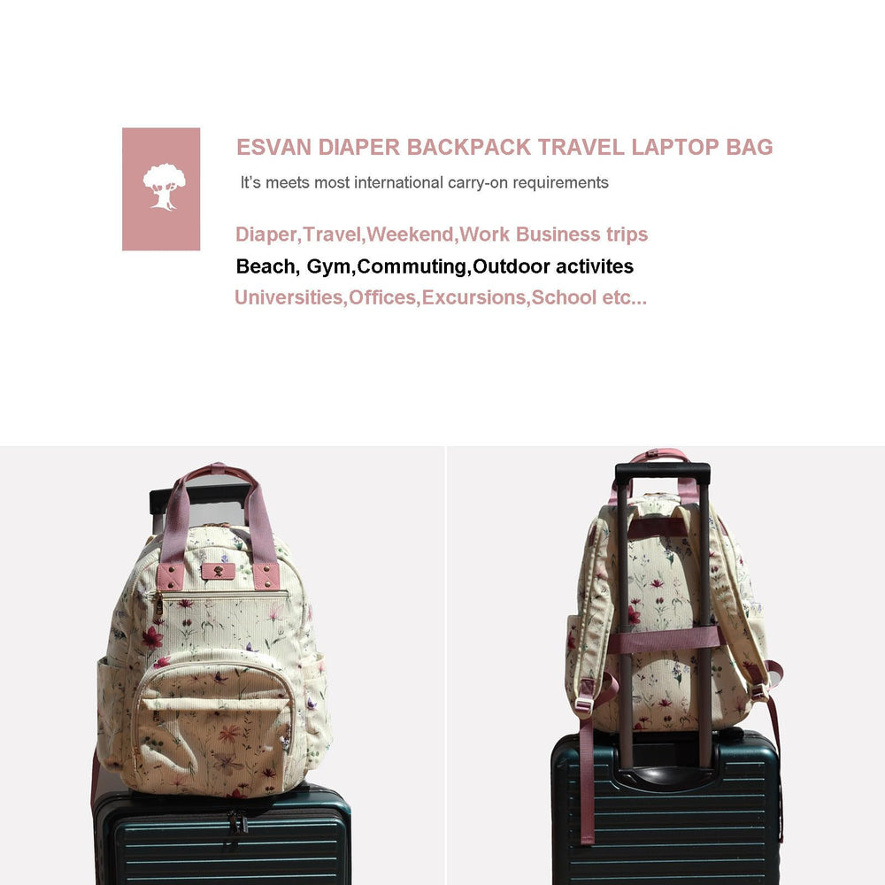 ESVAN diaper bag backpack water-resistant linen canvas for daily adventures