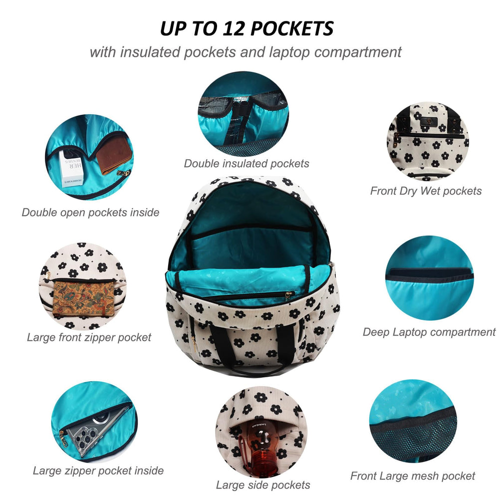 ESVAN Diaper Tote Backpack waterproof linen canvas keeps items protected.