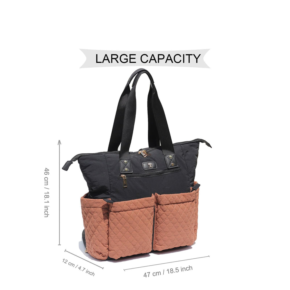 ESVAN diaper tote bag back view with adjustable straps for versatile carrying