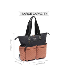 ESVAN diaper tote bag back view with adjustable straps for versatile carrying