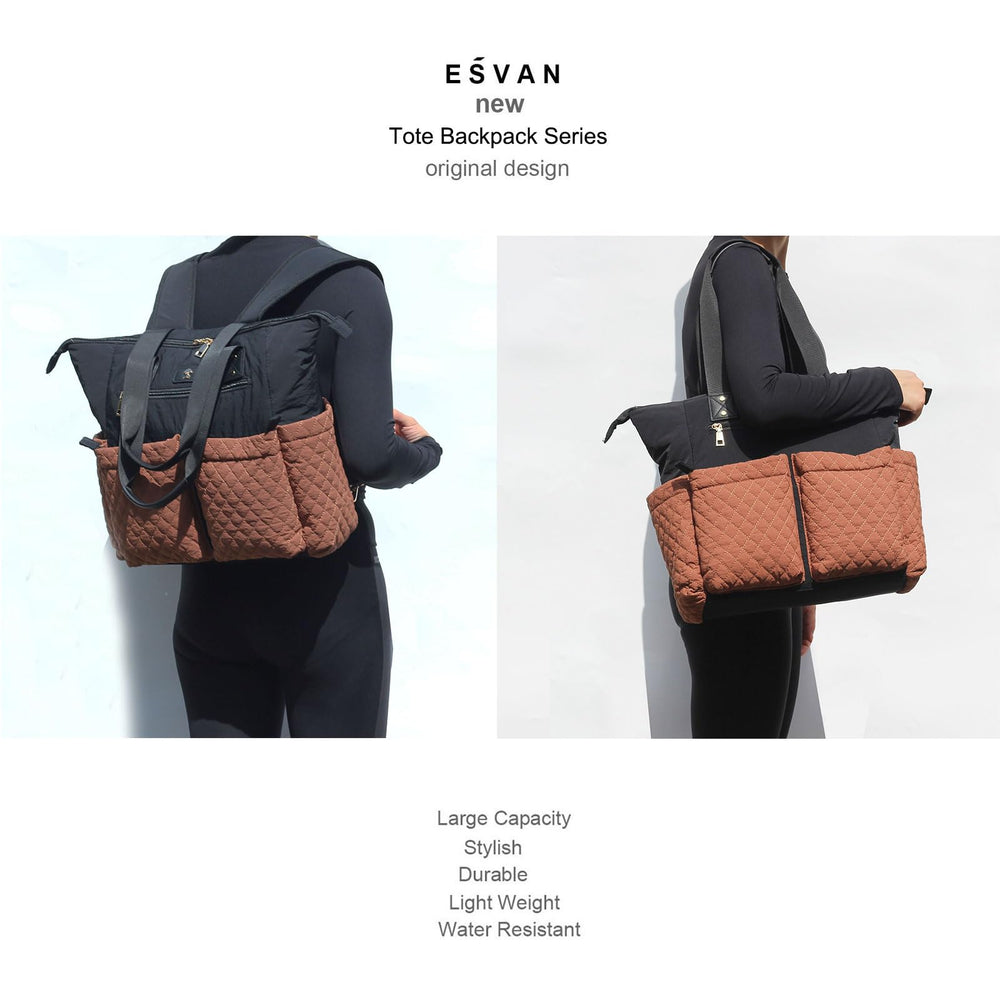 ESVAN diaper tote bag waterproof canvas and durable hardware
