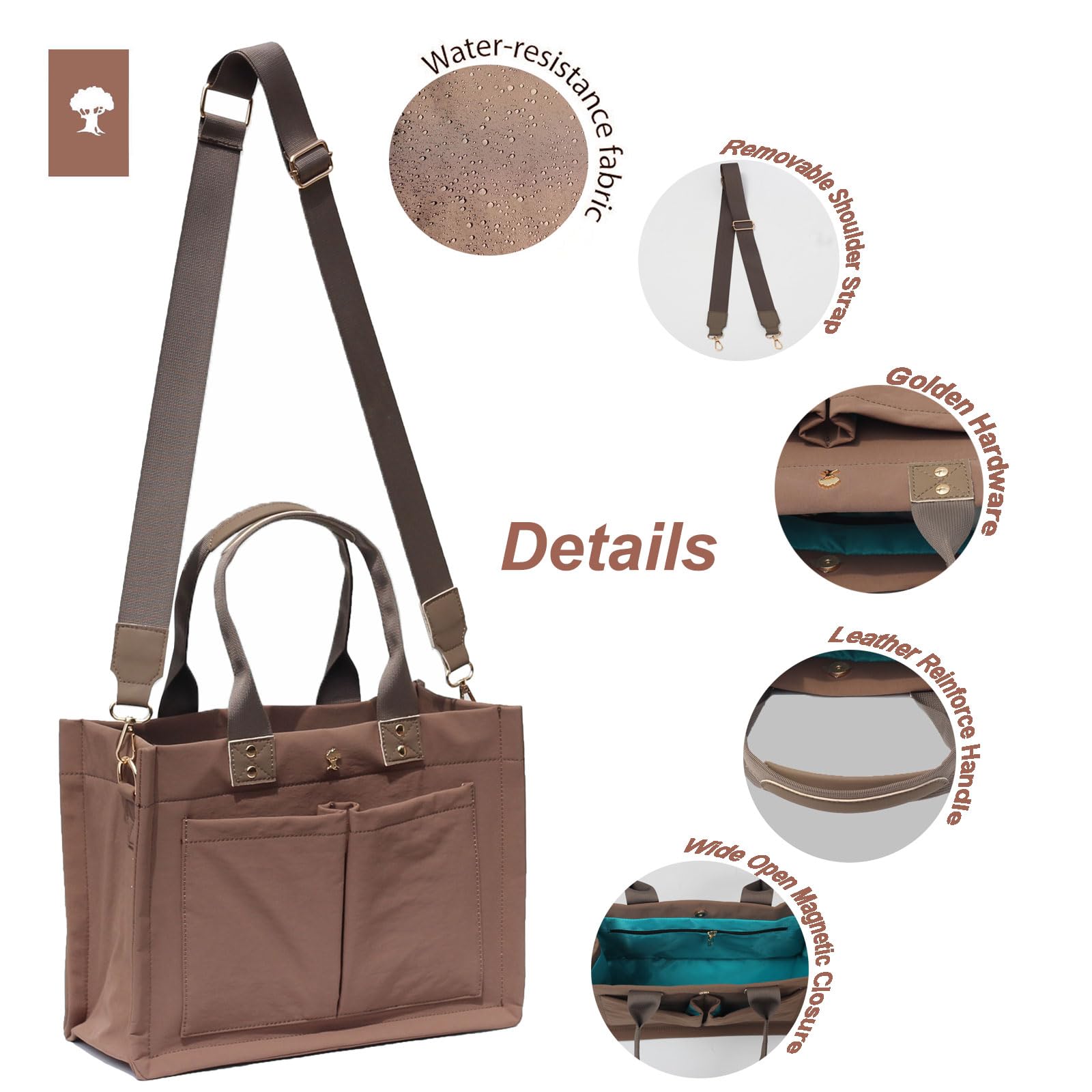 ESVAN tote bag back pocket fits iPad or magazine for on-the-go work.