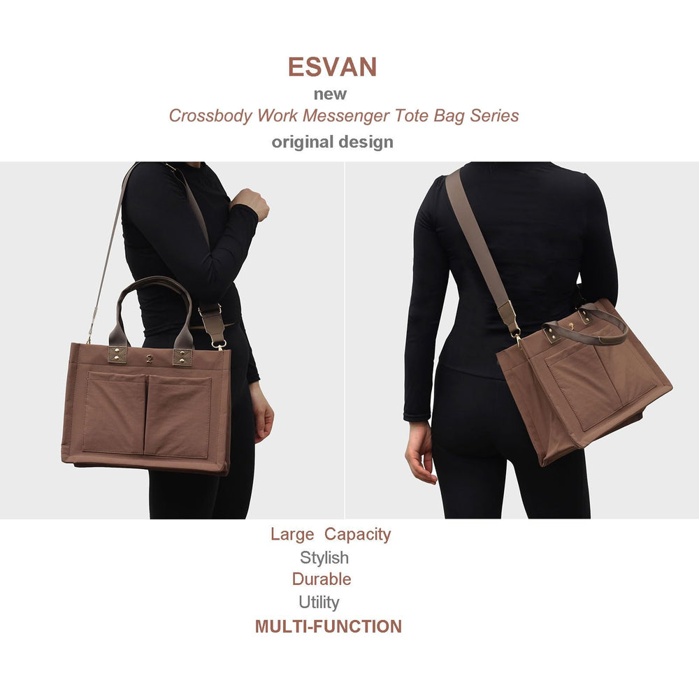 ESVAN tote bag double handles ensure durable daily carrying.