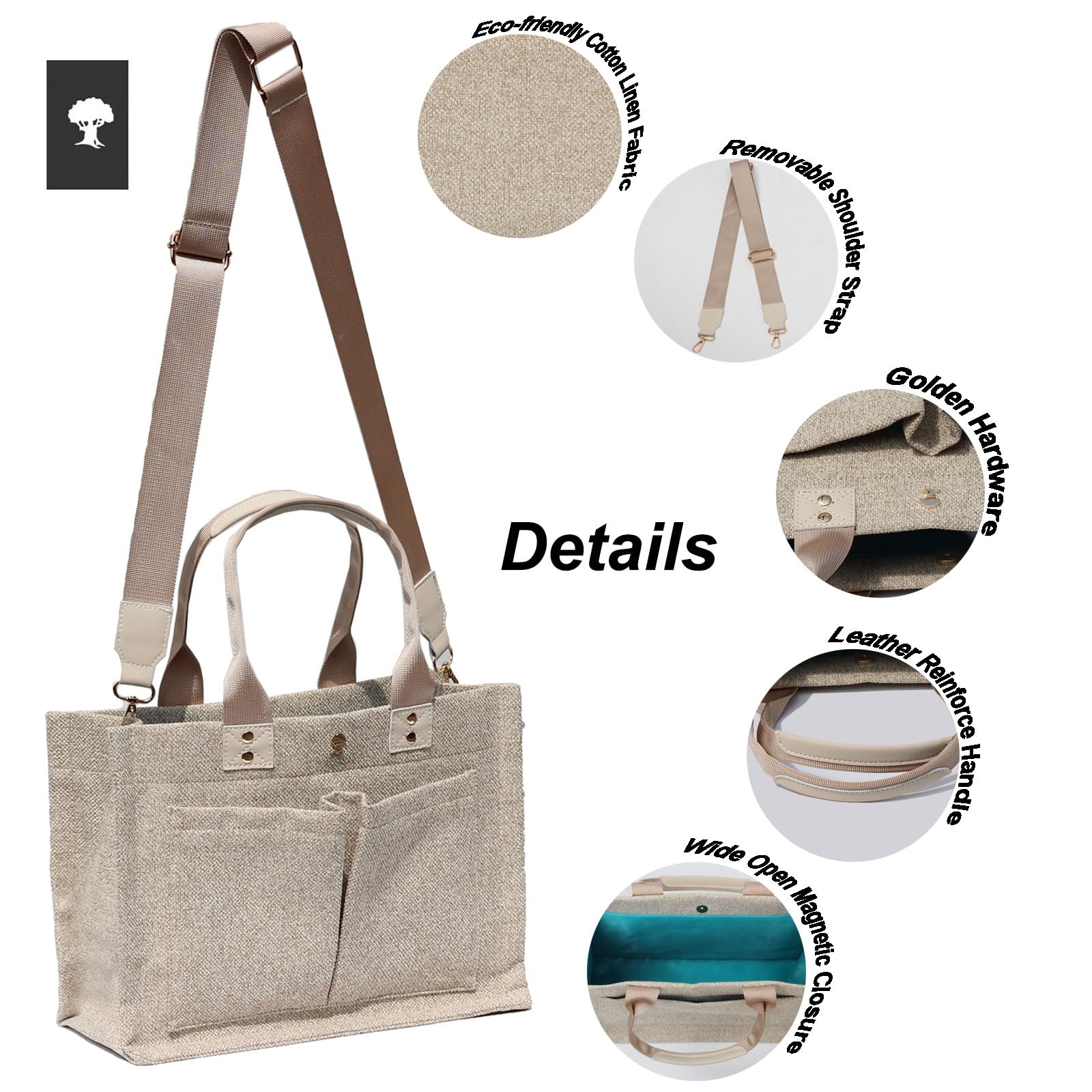 Front and back pockets on the ESVAN tote for quick-access items.
