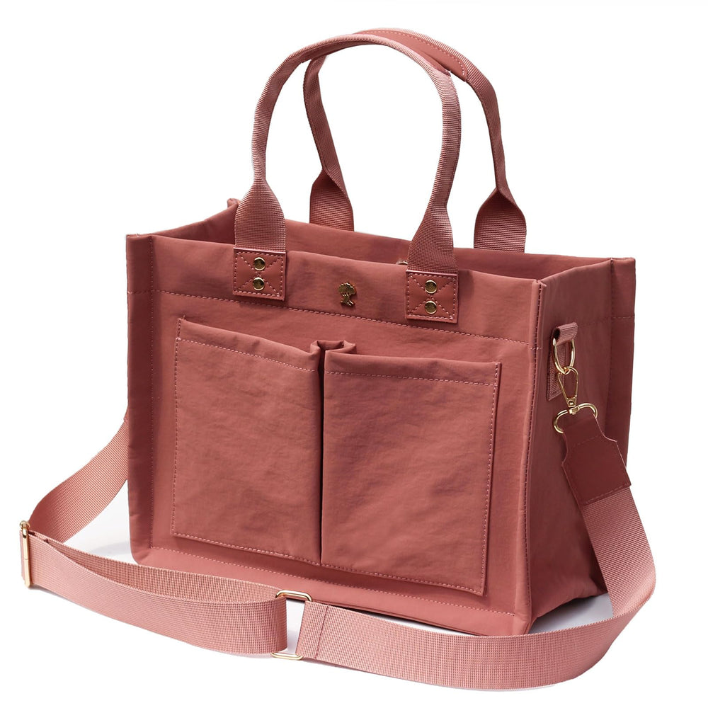 ESVAN tote bag front view showing organized front pockets for quick access