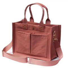 ESVAN tote bag front view showing organized front pockets for quick access