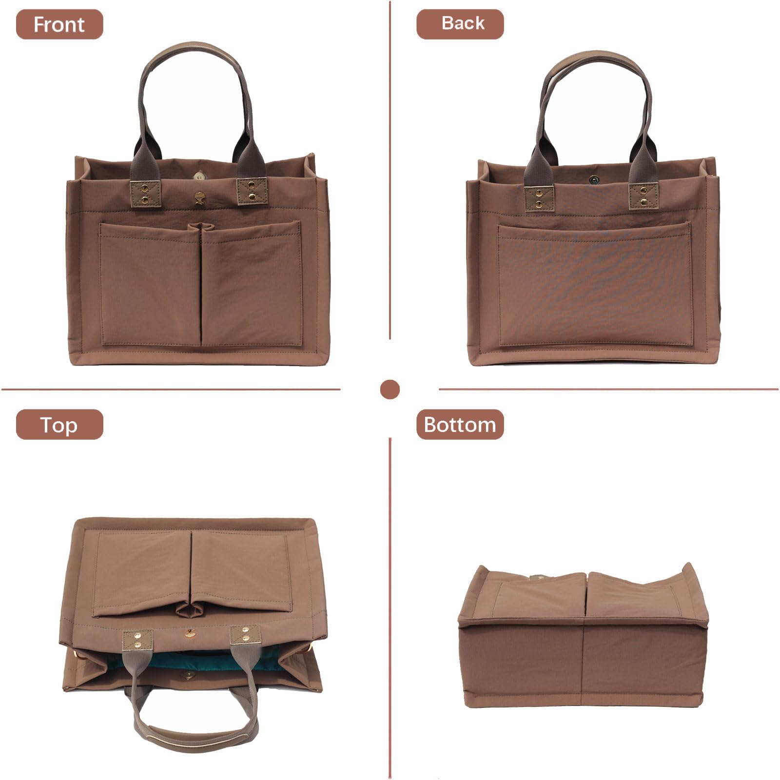 ESVAN tote bag laptop compartment fits a 14.5-inch device.