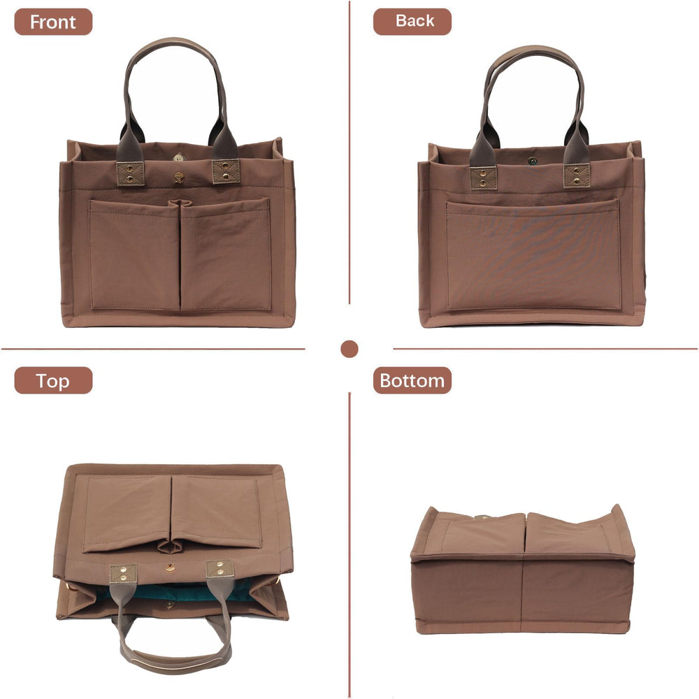 ESVAN tote bag laptop compartment fits a 14.5-inch device.