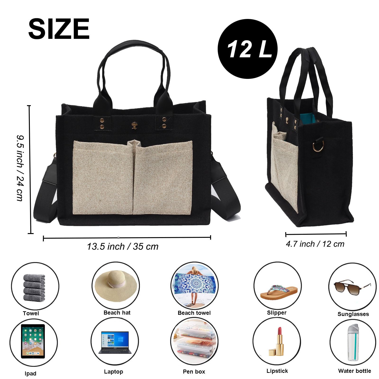 ESVAN tote bag showing spacious compartments for easy organization.