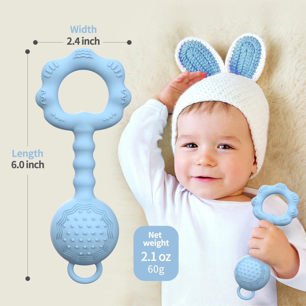 ETETOO teether-rattle blue easy-clean design for quick sanitation