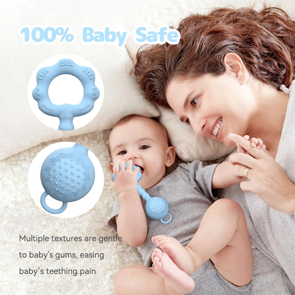 ETETOO teether-rattle blue gentle sound mode attracts infant attention