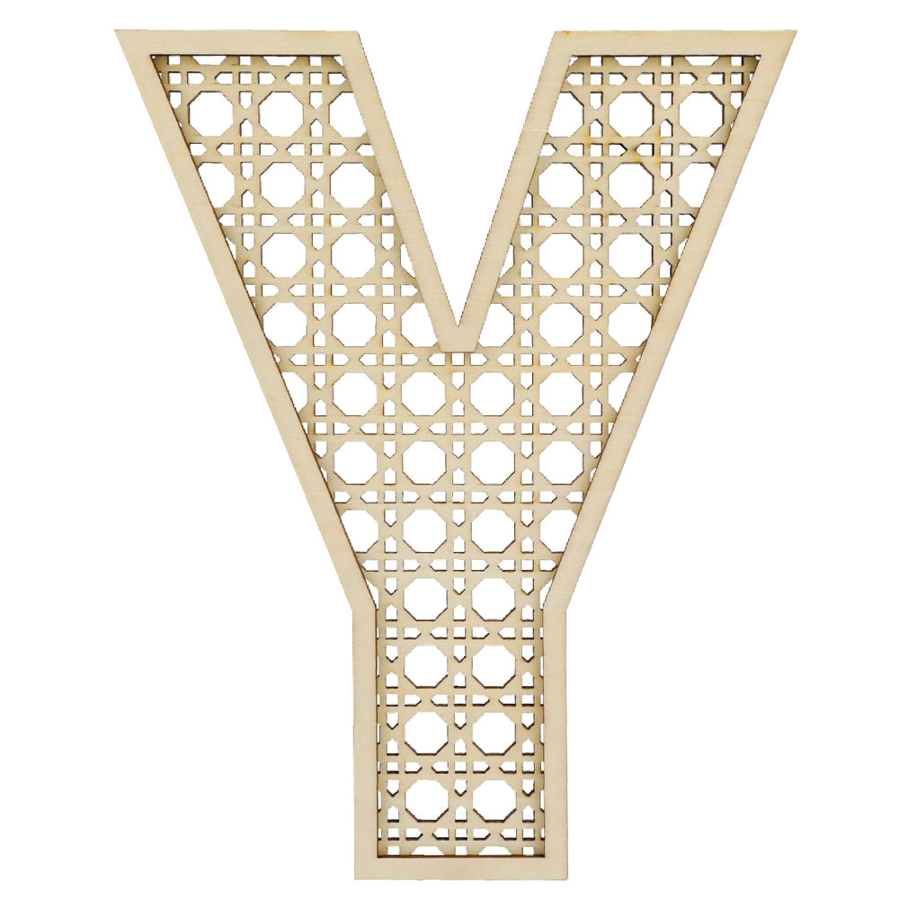 Ethanberg wooden rattan letter Y decor for nursery walls adds boho charm.