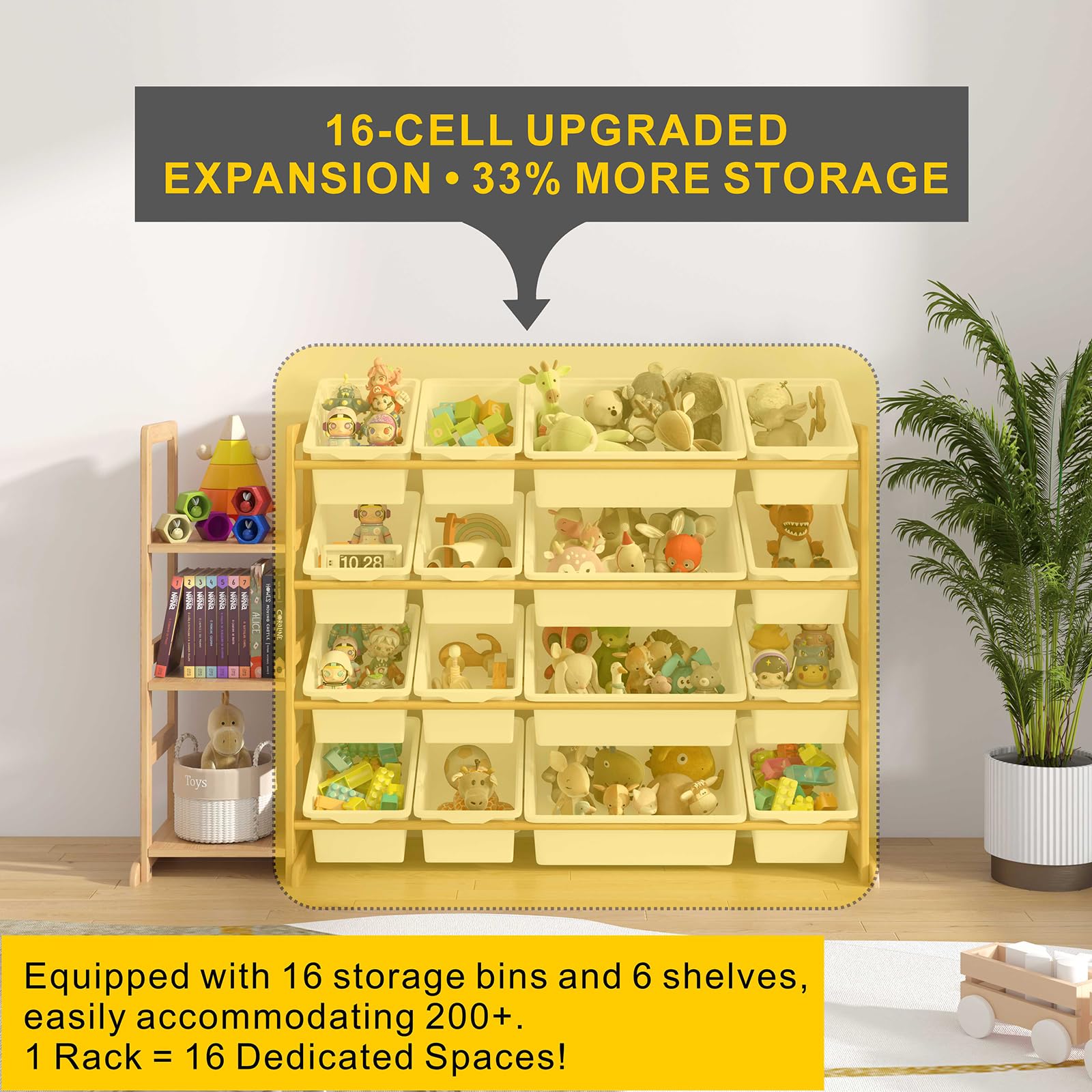 Etitlly storage unit with 3 shelves for easy display