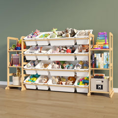 Etitlly toy storage organizer with 16 bins and 6 shelves keeps play area tidy.