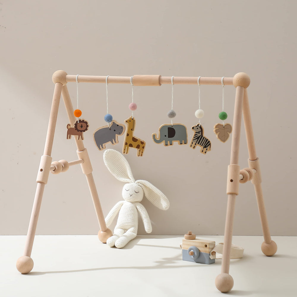 Etucdose wooden baby gym elephant toy boosts hand-eye coordination during tummy time