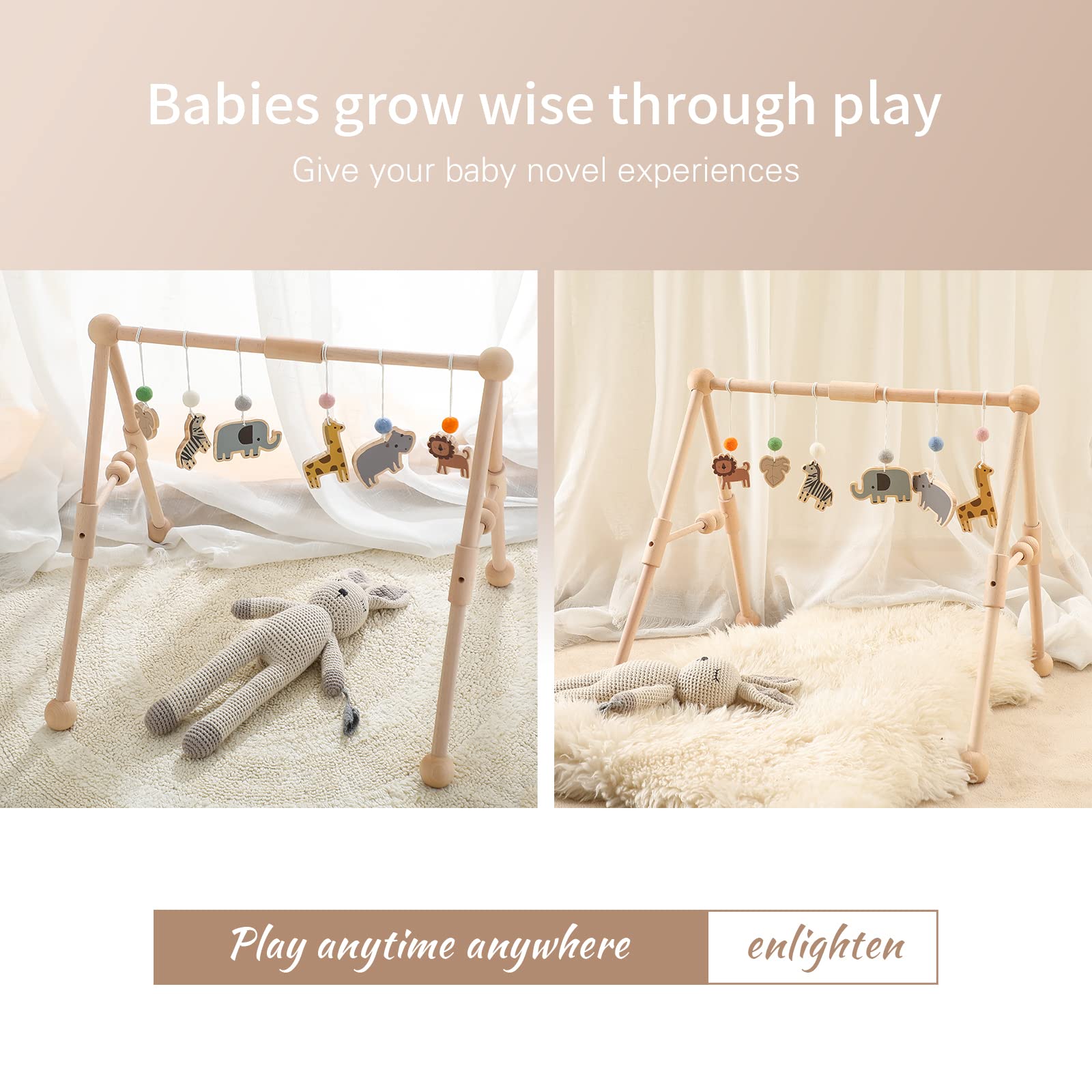 Etucdose wooden baby gym giraffe toy encourages visual tracking and exploration
