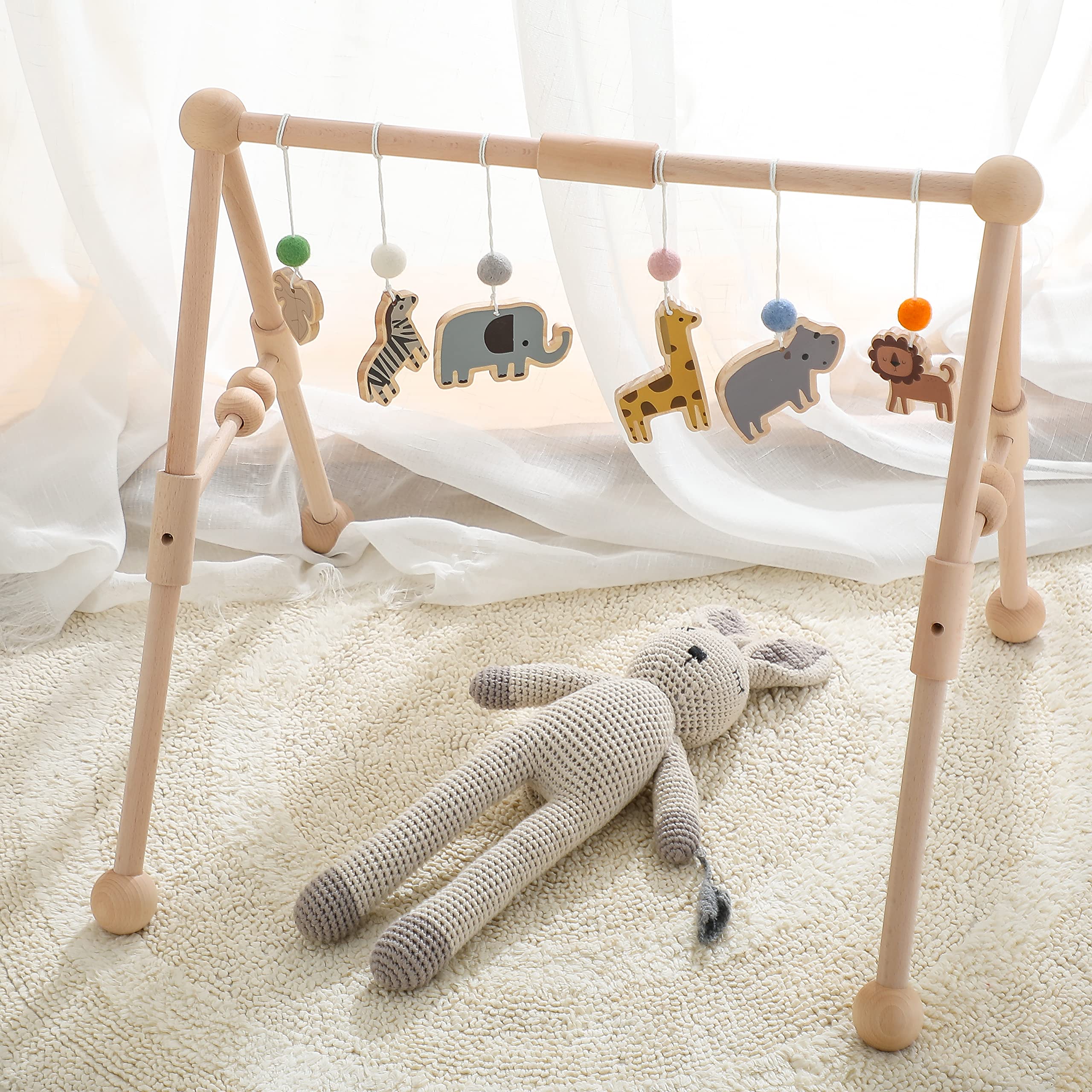 Etucdose wooden baby gym leaf toy adds color variety for exploration
