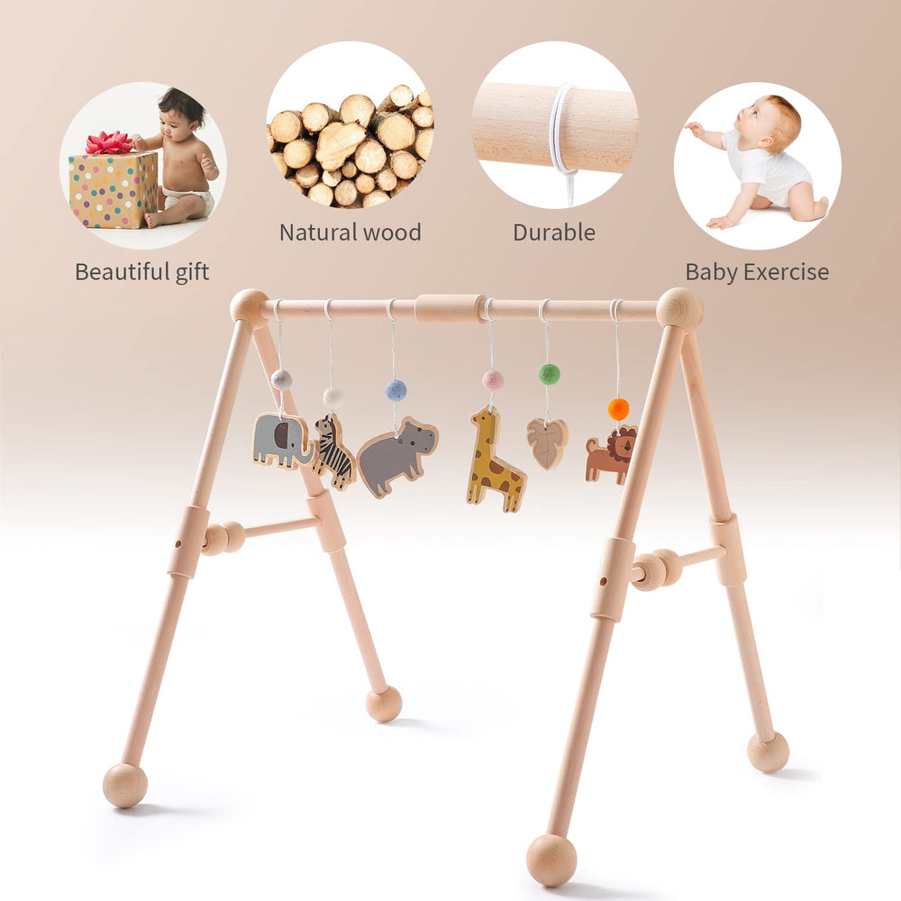 Etucdose wooden baby gym lion toy supports reaching and gripping early