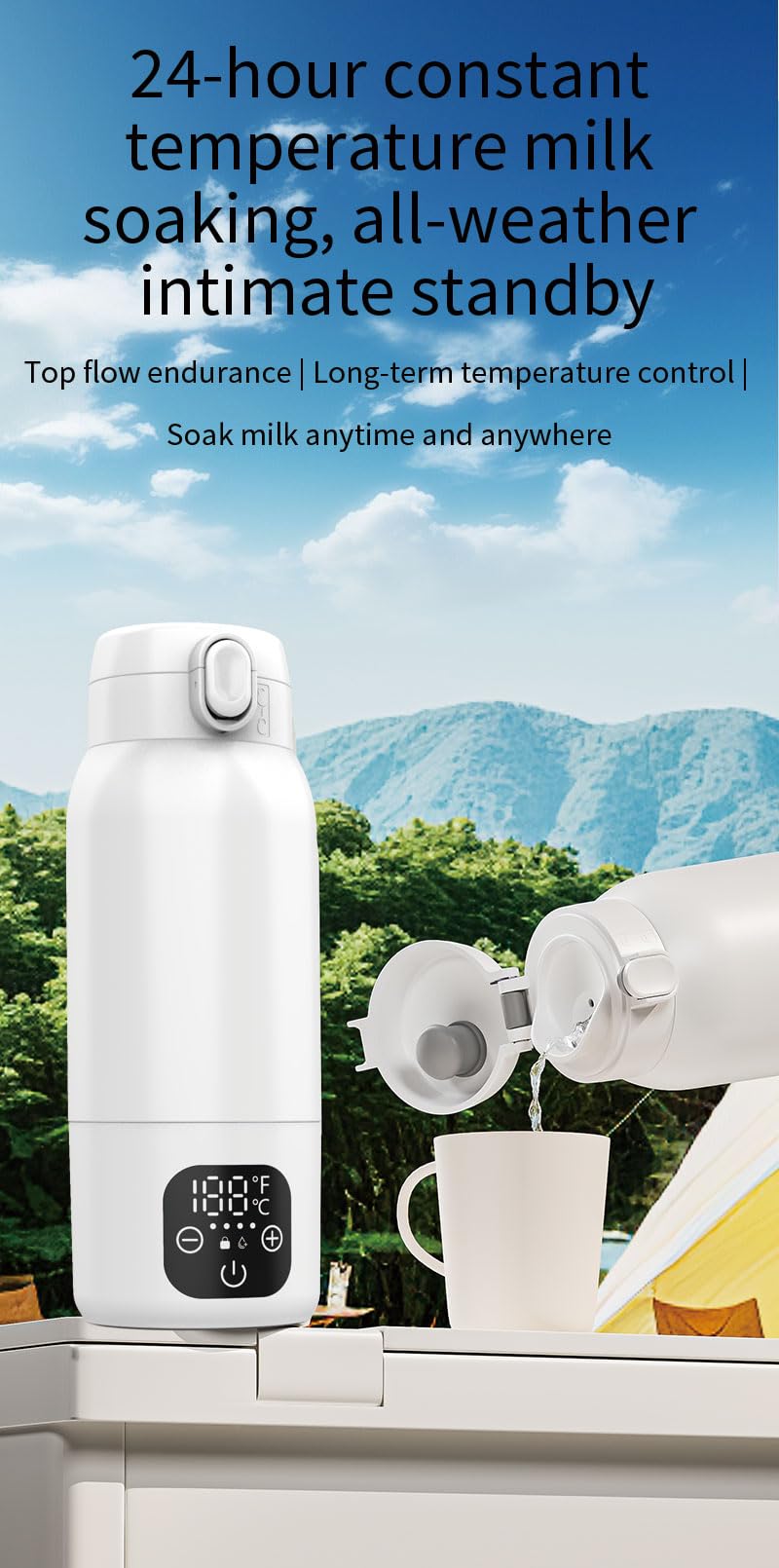 EUBUY bottle warmer keeps water at a stable temperature for hours.