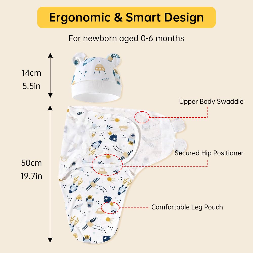 EUBUY newborn swaddle in soft cotton highlights gentle, skin-friendly fabric.