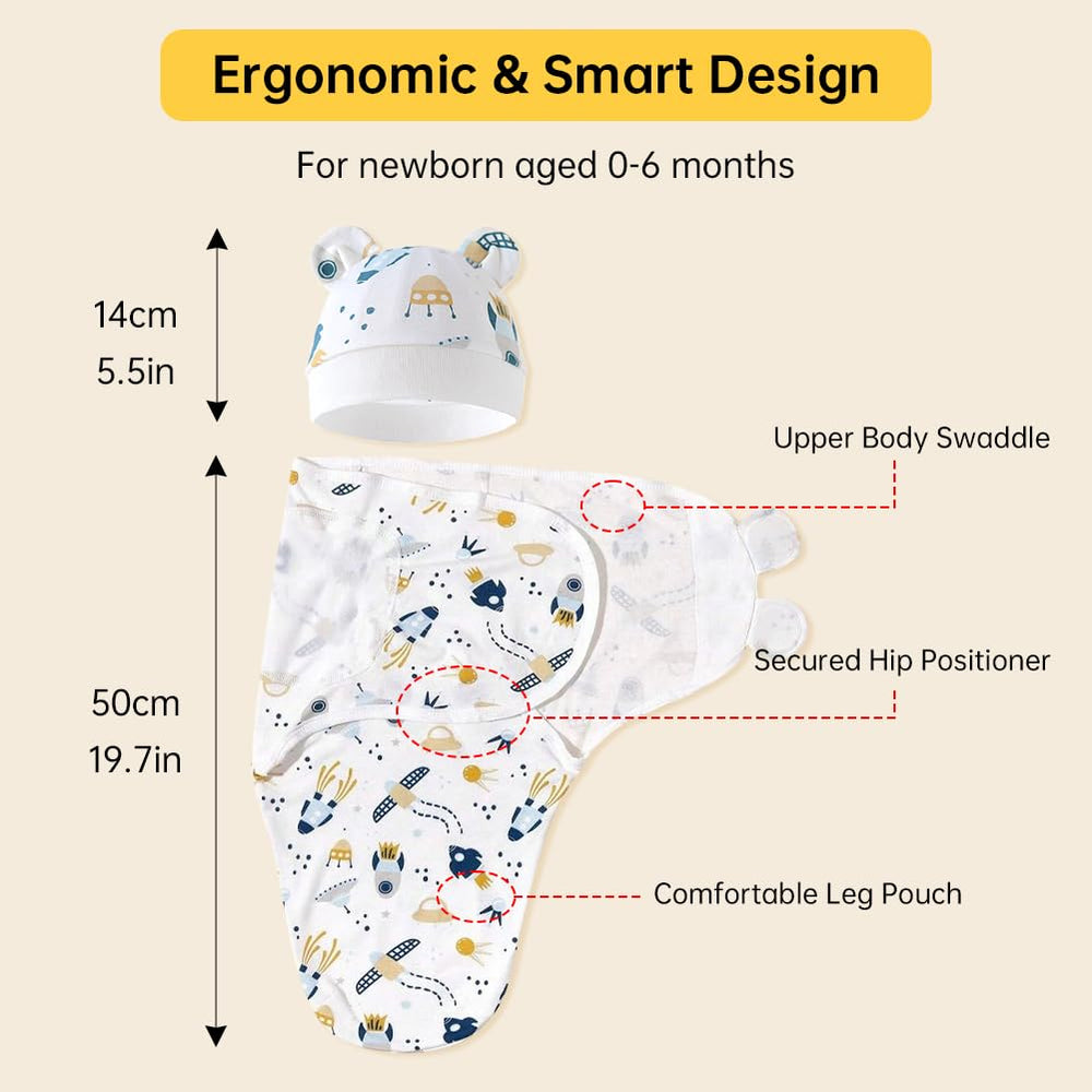 EUBUY newborn swaddle in soft cotton highlights gentle, skin-friendly fabric.