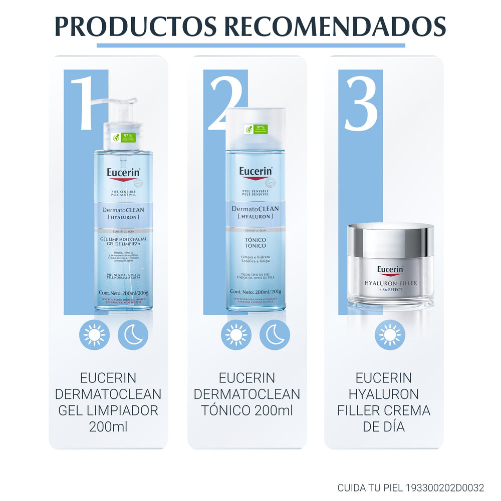 Eucerin Askshy bottle on a vanity for easy daily skincare.