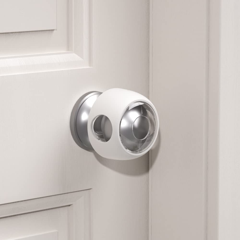 EUDEMON door knob cover in clear-white pack enhances child safety while preserving decor.