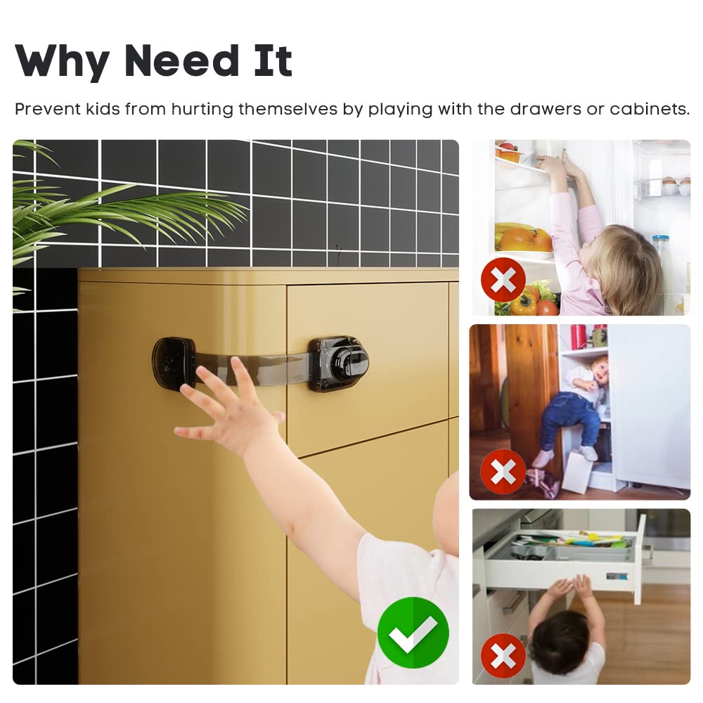 EUDEMON fridge lock clear design protects kids while preserving sleek look.