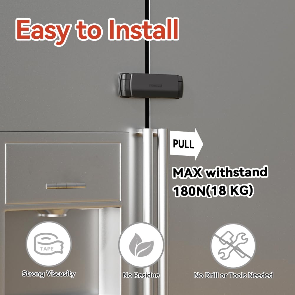 EUDEMON fridge lock on a two-door fridge demonstrates wide gap coverage