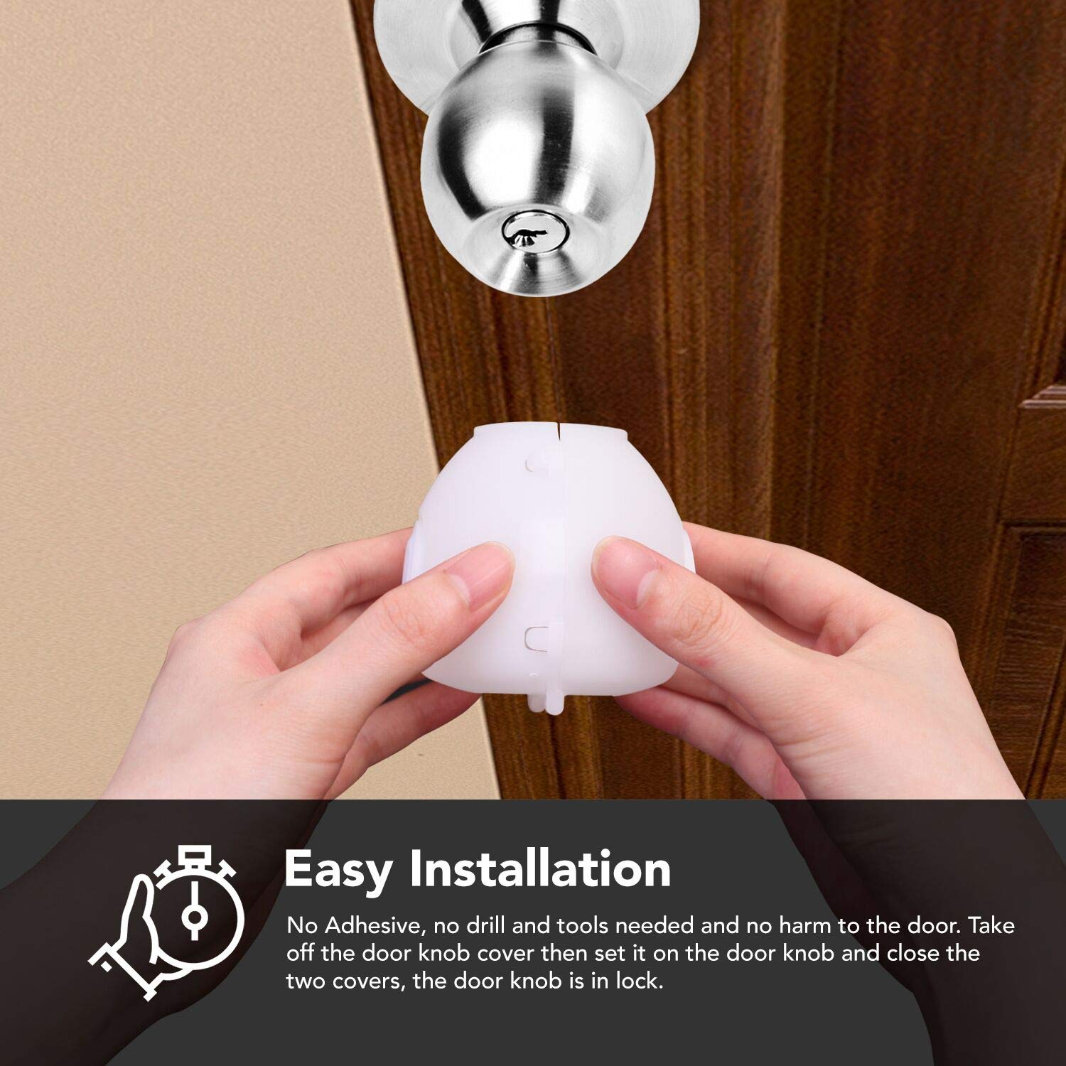 EUDEMON door knob covers help manage access to kitchen or bathroom areas.