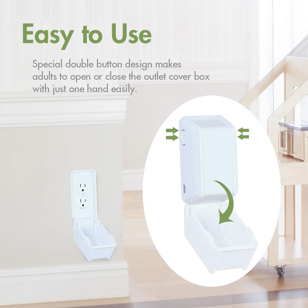 EUDEMON outlet cover box shows wire exits on both sides for versatile plug fit