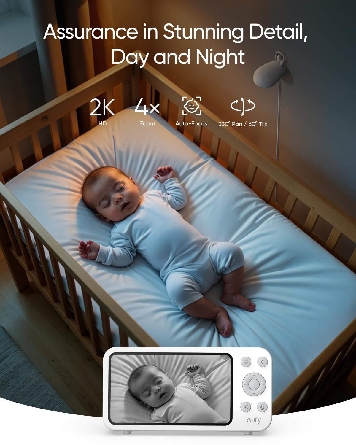 eufy Security Baby Monitor E20 hybrid connection shows Wi-Fi and local viewing options