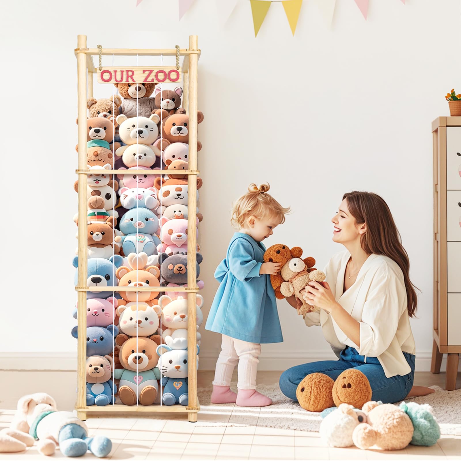 EULXSUD elastic cords secure plushies of varying sizes for easy rotation
