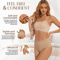 Eumygrl womens hi-waist incontinence underwear fit demonstrates discreet silhouette under clothing