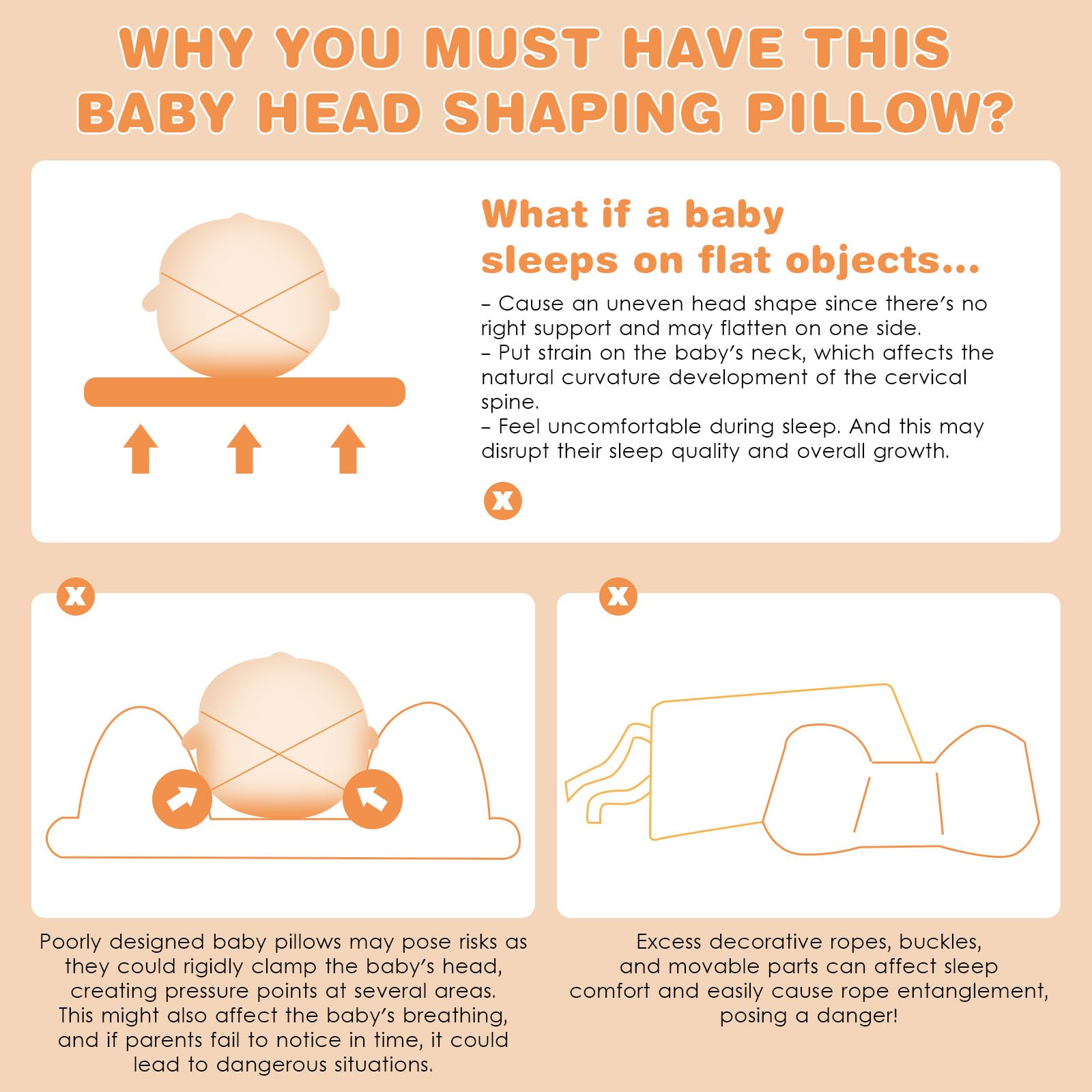 Eureka Baby memory foam pillow in use showing correct head contour