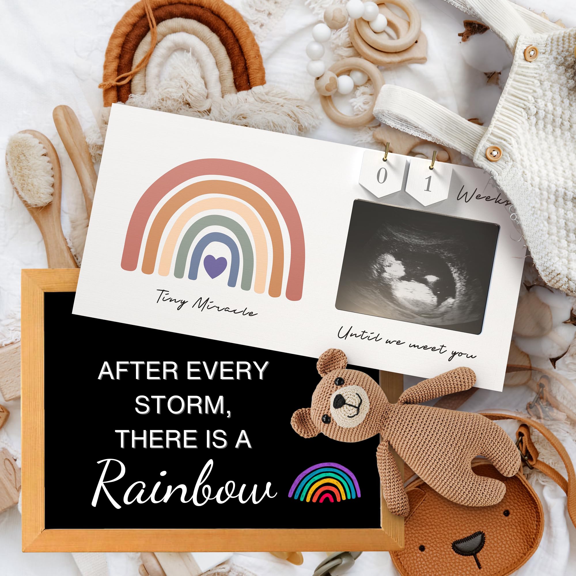EURSET ultrasound countdown frame with wooden numbers to track weeks